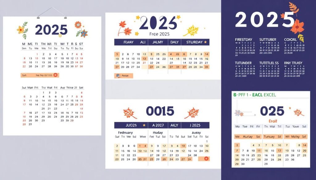 calendrier 2025 pdf, calendrier 2025 excel