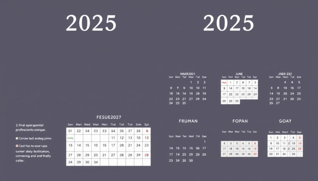 calendrier professionnel 2025